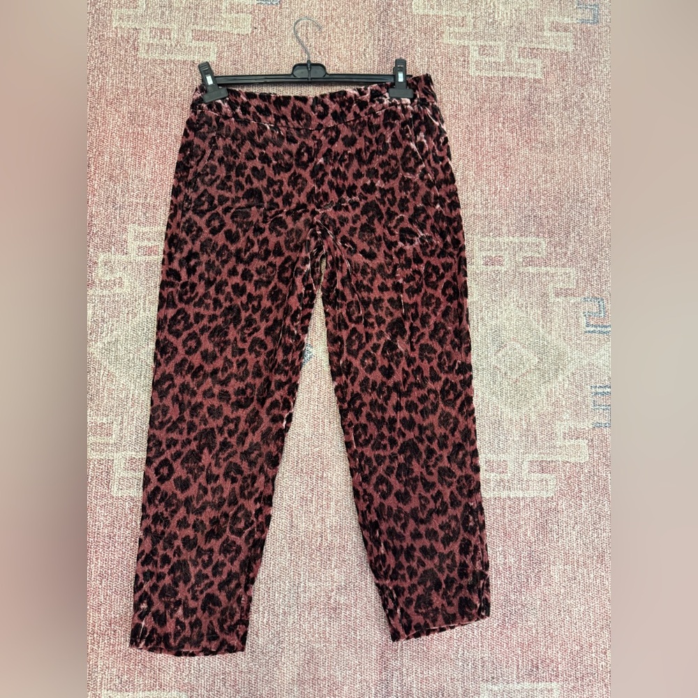 J.Crew Pull-On Easy Pant in Rose Leopard Velvet size 8 - Picture 2 of 12